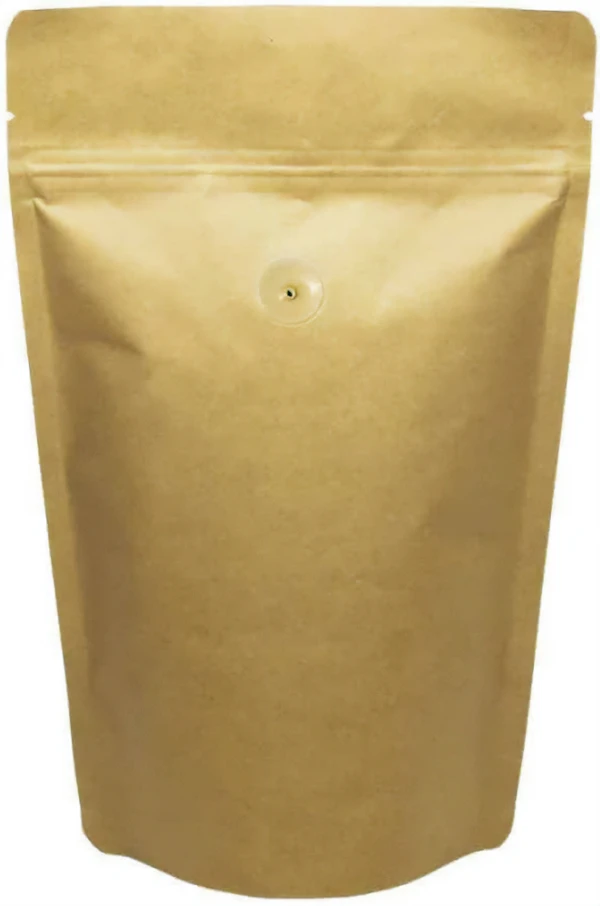Kraft 12 oz. Stand Up Pouch with Valve Laminated 12 oz Stand Up Pouch with valve Kraft PET/ALU/LLDPE